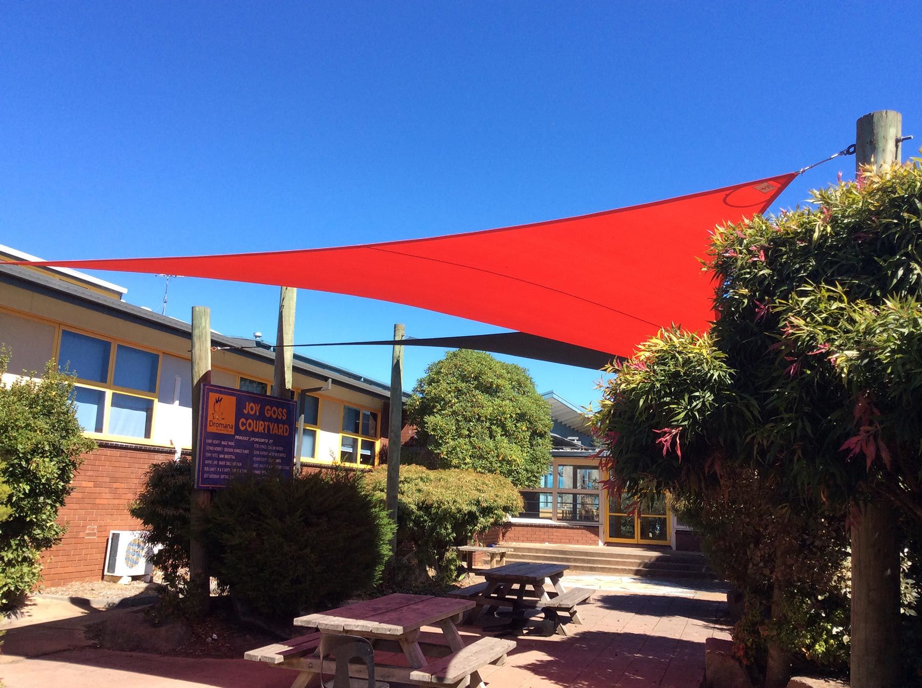 red shade sail in school Dromana