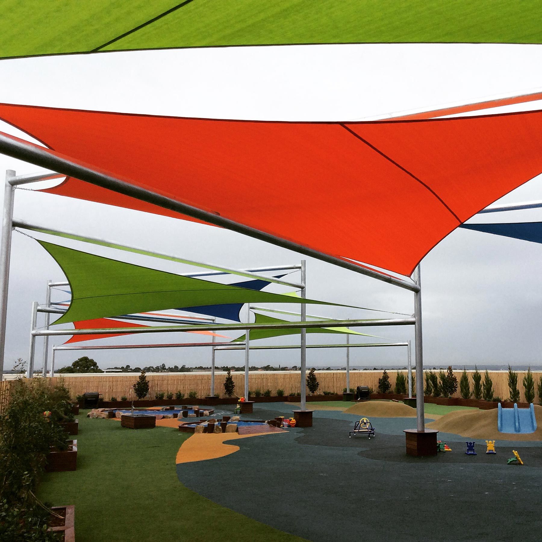 multiple shade sail for Melbourne playground cover