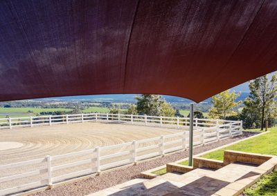 Commercial shade sail overlooking valley