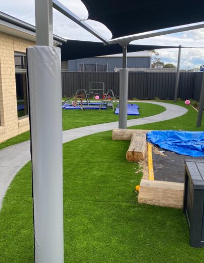 Grey post pad - Chilcare centre Melbourne - Post padding - square post padding - post protection - safety pad solutions - Kelmatt