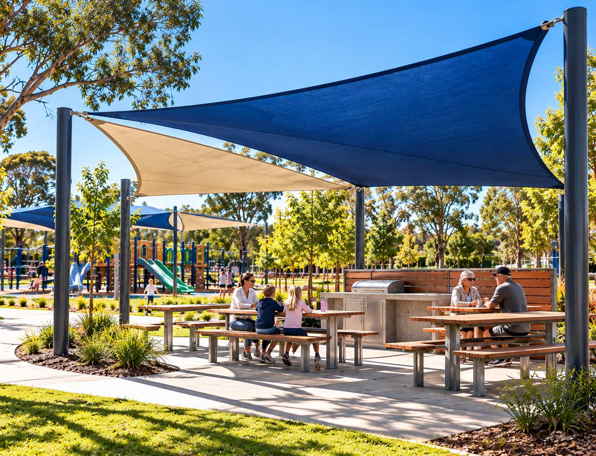 Public shade structures for parks and reserves