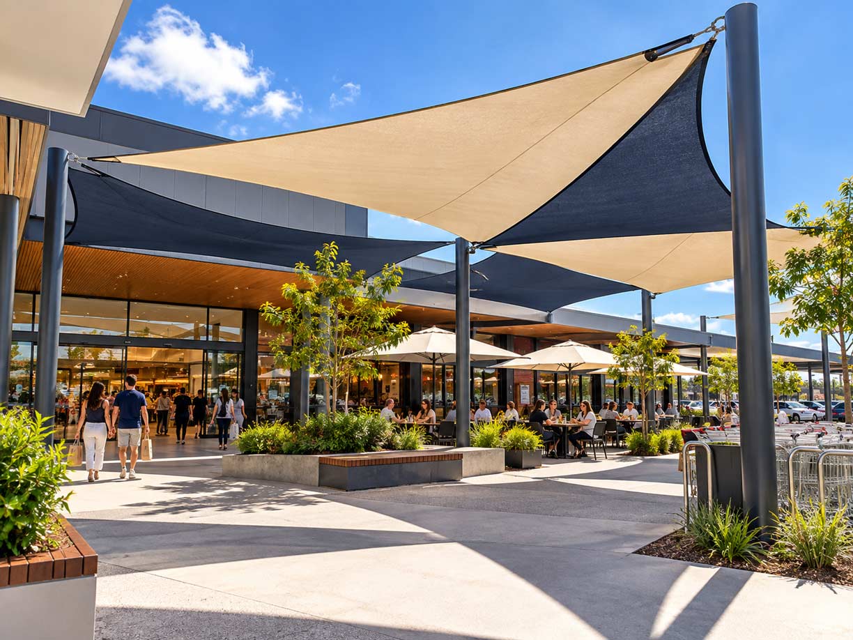 Shopping centre & outdoor areas shade sails
